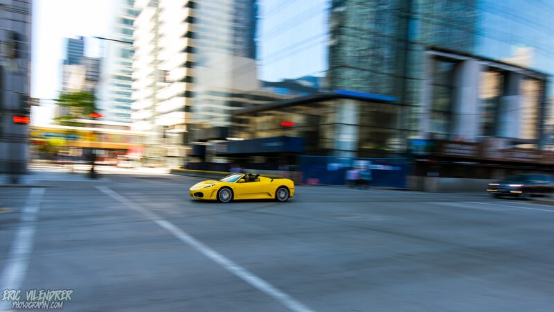 Yellow Sports Car — Dynamic, Afternoon, Photograph, Buildings