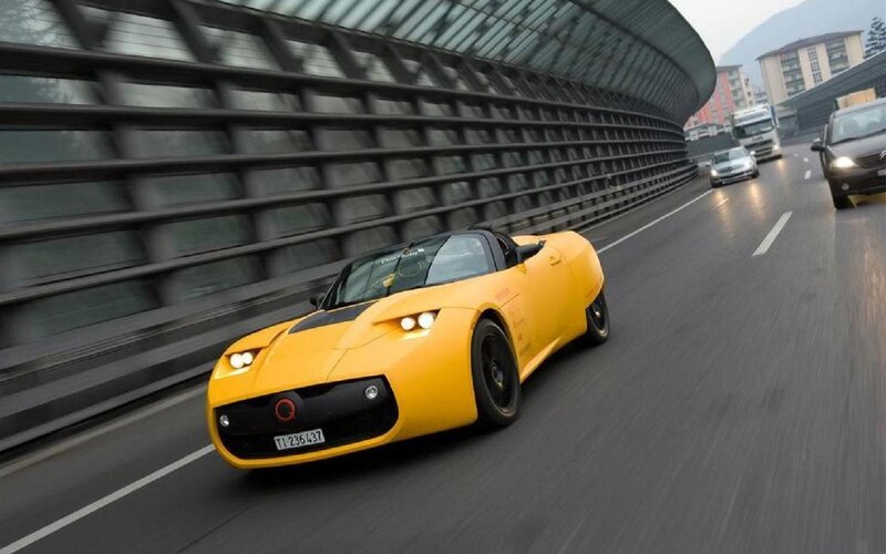 Yellow Sports Car — Dynamic, Afternoon, Photograph, Highway