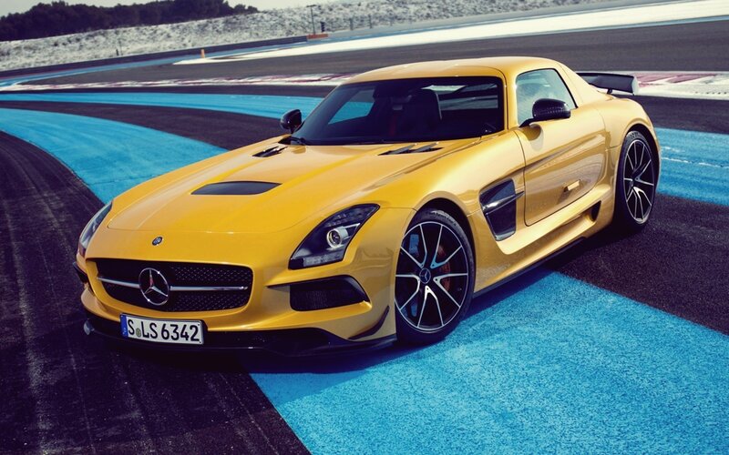Yellow Sports Car — Dynamic, Afternoon, Photograph, Race Track, Blue Curb