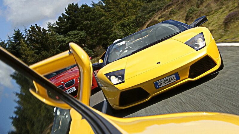 Yellow Sports Car — Dynamic, Afternoon, Photograph, Red Car