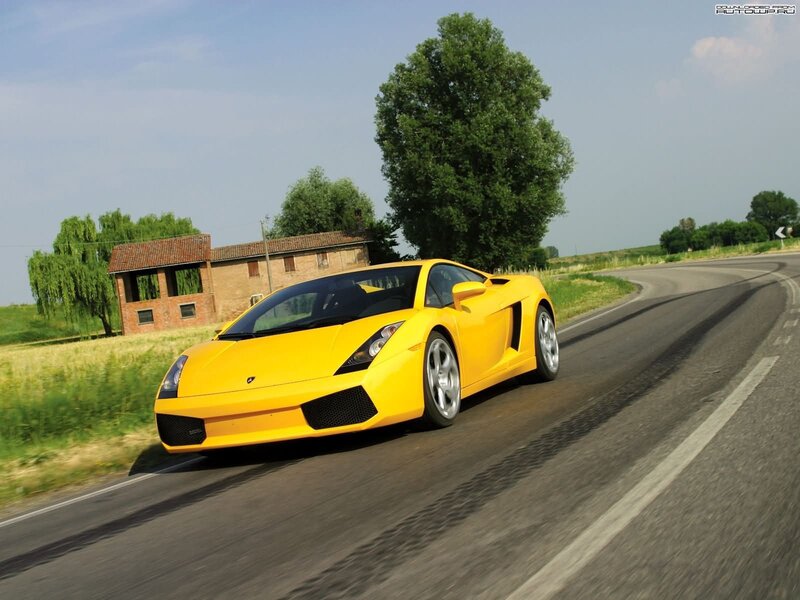 Yellow Sports Car — Dynamic, Afternoon, Photograph, Road, Building