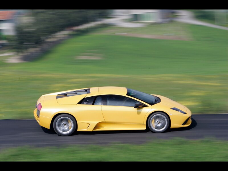 Yellow Sports Car — Dynamic, Afternoon, Photograph, Road, Grass, Trees