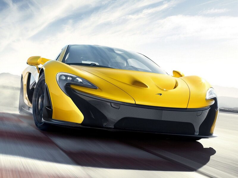 Yellow Sports Car — Dynamic, Afternoon, Photograph, Road, Sky
