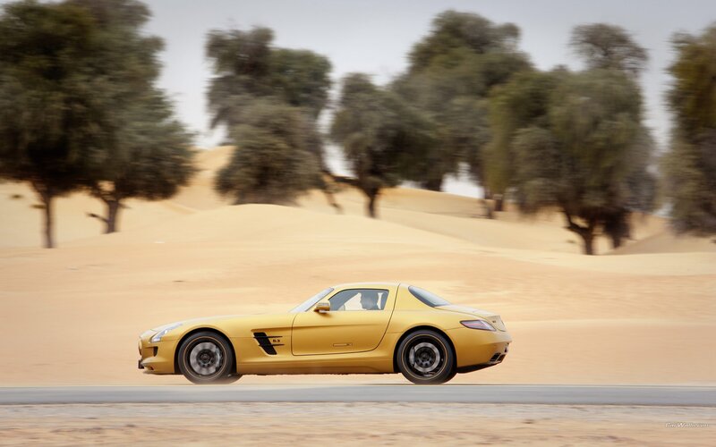 Yellow Sports Car — Dynamic, Afternoon, Photograph, Sand Dunes