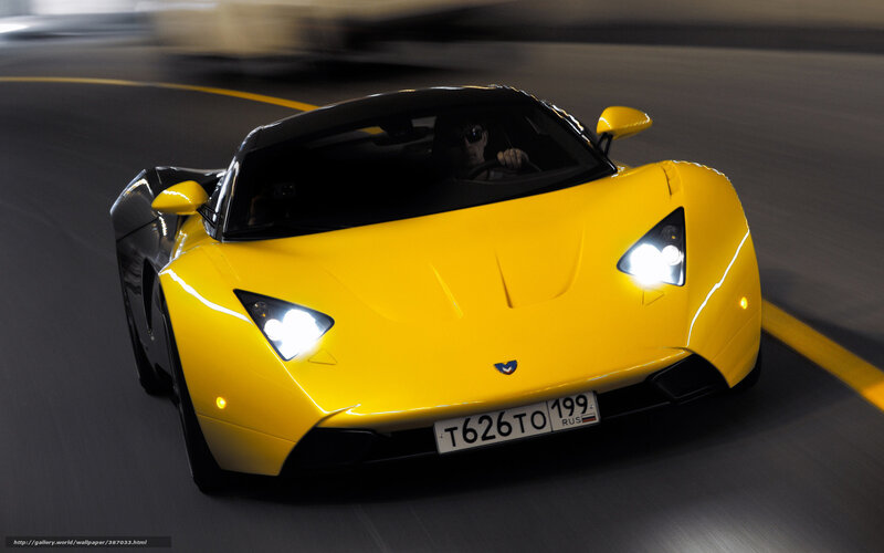 Yellow Sports Car — Dynamic, Night, Photograph, Driver