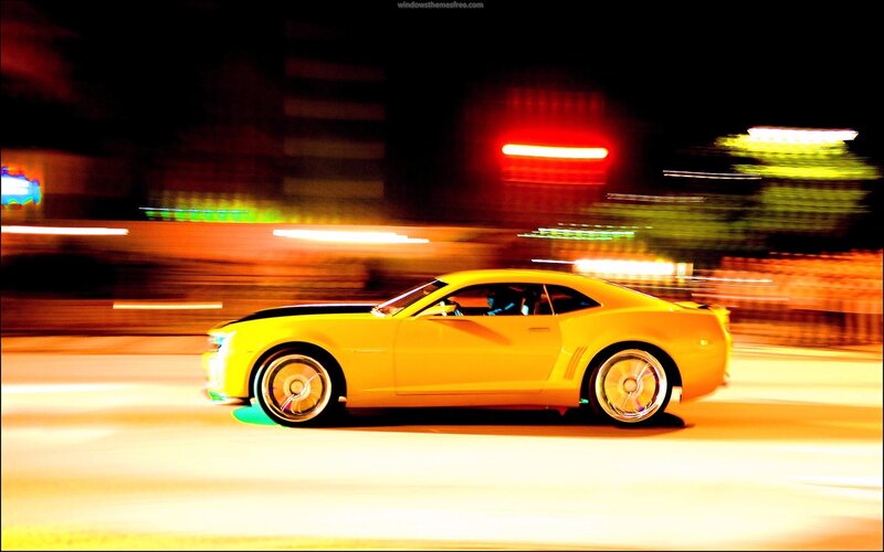 Yellow Sports Car — Dynamic, Night, Photograph