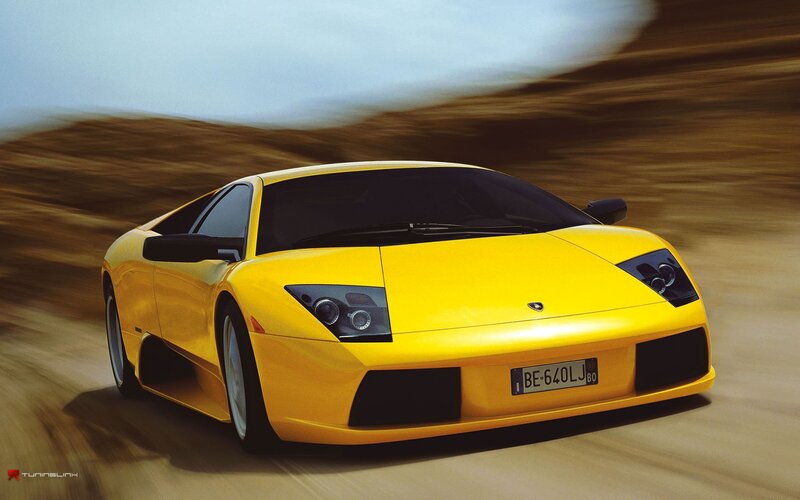 Yellow Sports Car — Dynamic, Photograph, Road, Sky, Black, Brown