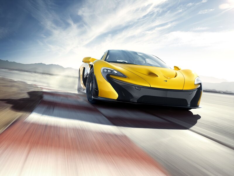 Yellow Sports Car — Dynamic, Race Track