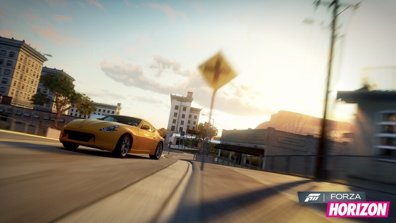 Yellow Sports Car — Dynamic, Sunset, 3d Render, Buildings