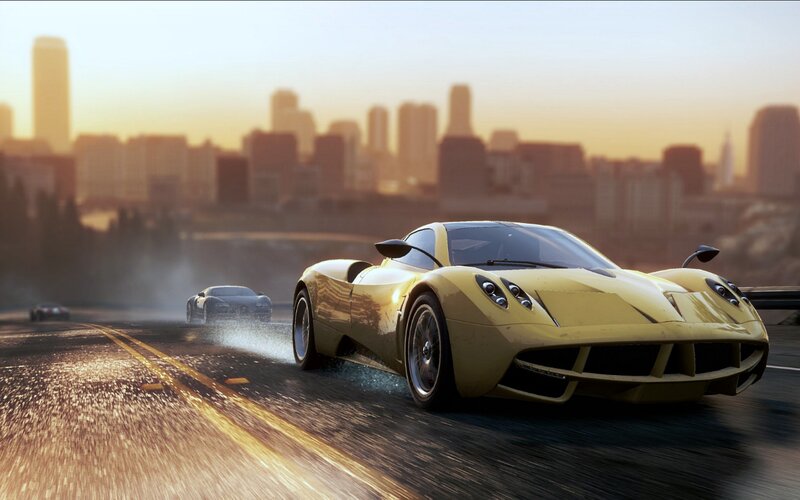 Yellow Sports Car — Dynamic, Sunset, 3d Render, Cars