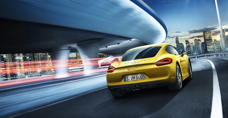Yellow Sports Car — Dynamic, Sunset, 3d Render, City Skyline