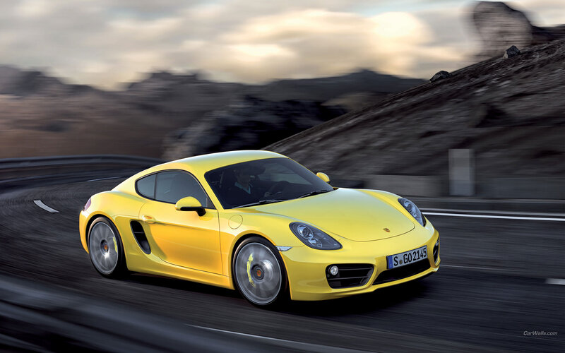 Yellow Sports Car — Dynamic, Sunset, Photograph, Road, Mountain