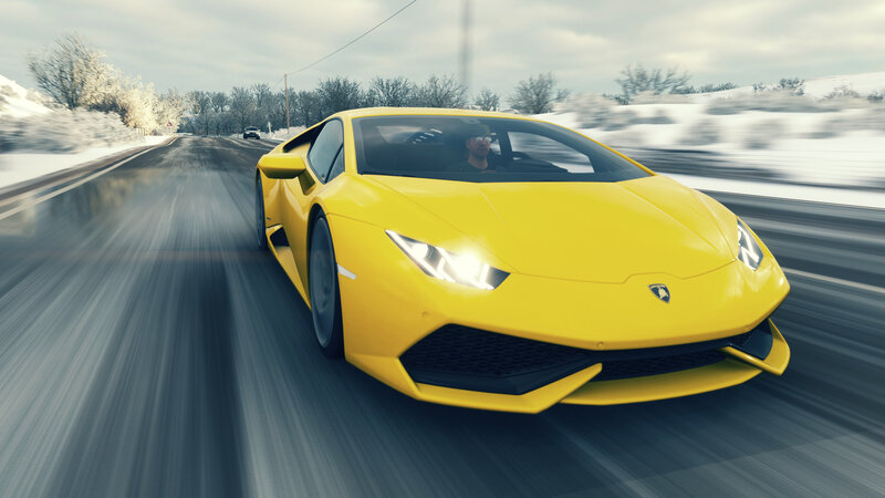 Yellow Sports Car — Dynamic, Winter, 3d Render