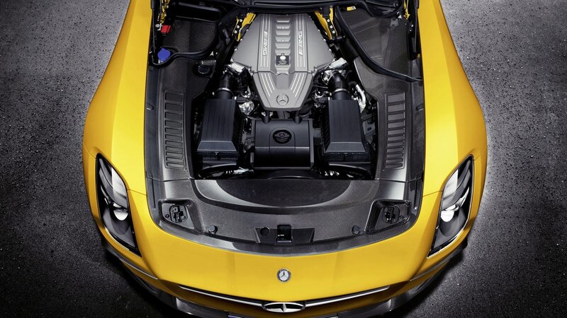 Yellow Sports Car Engine — Dramatic, Photograph