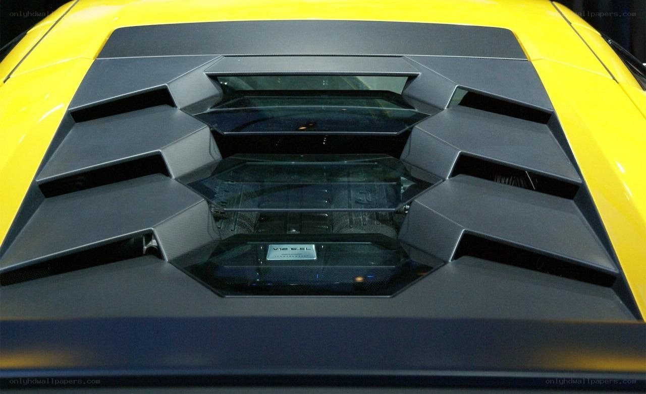 yellow sports car engine view