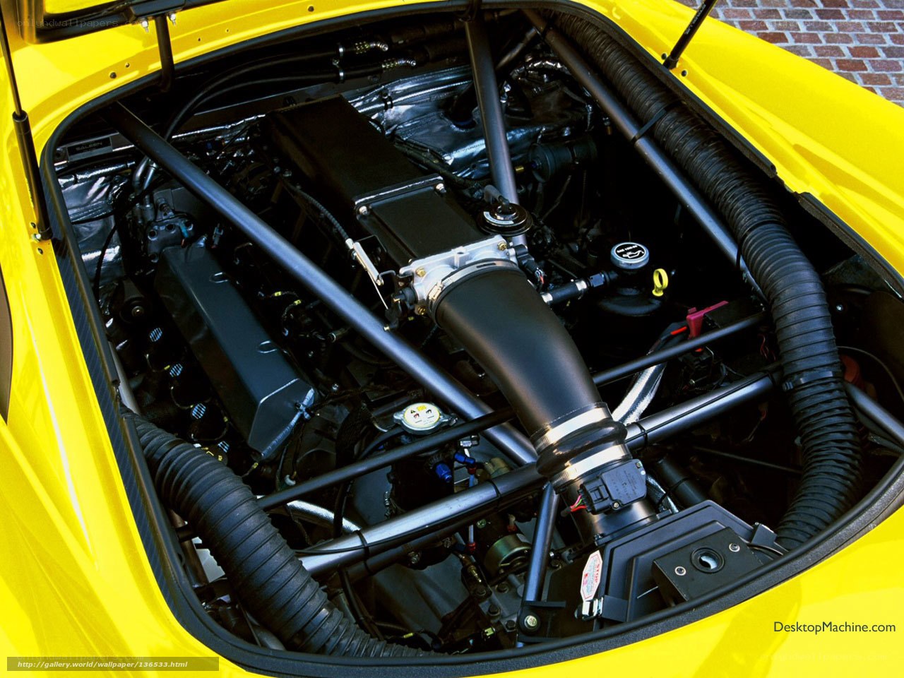 yellow sports car engine