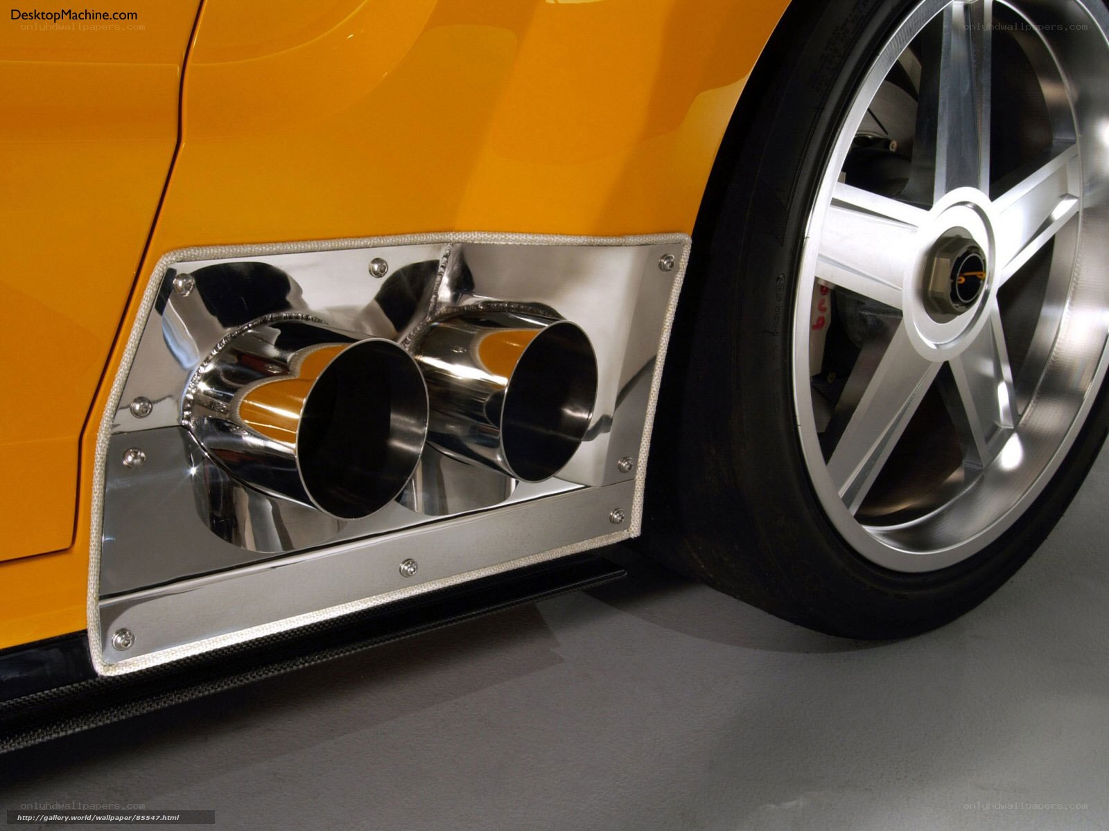 yellow sports car exhaust