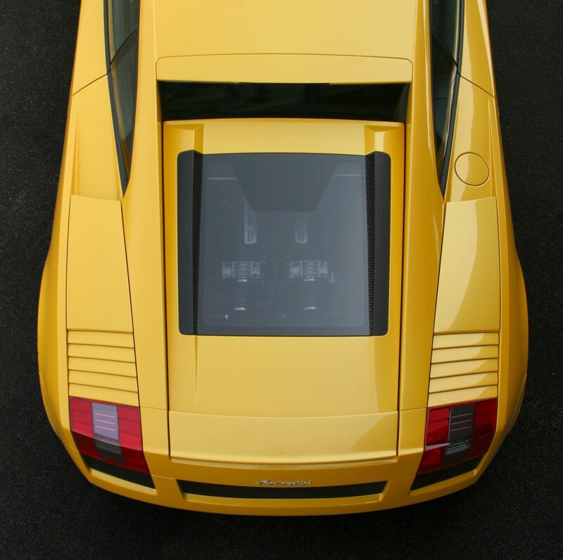 yellow sports car from above