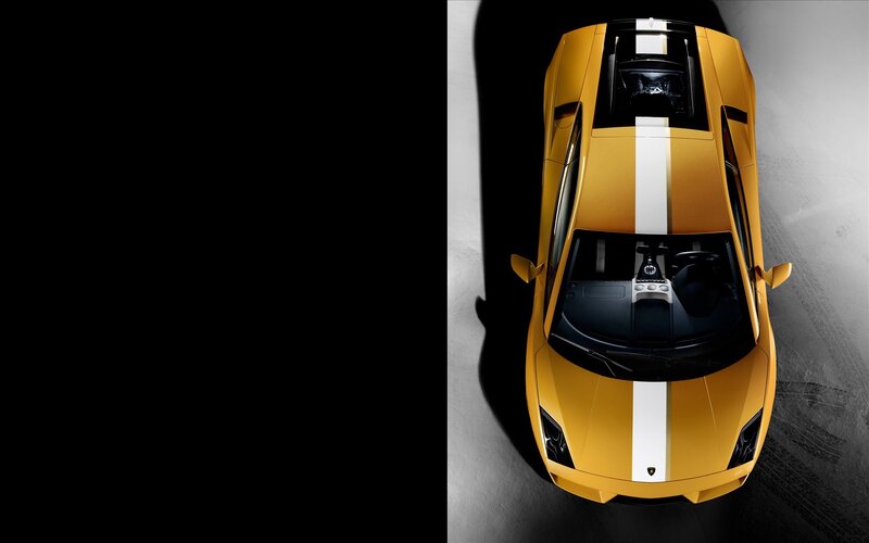 yellow sports car from above