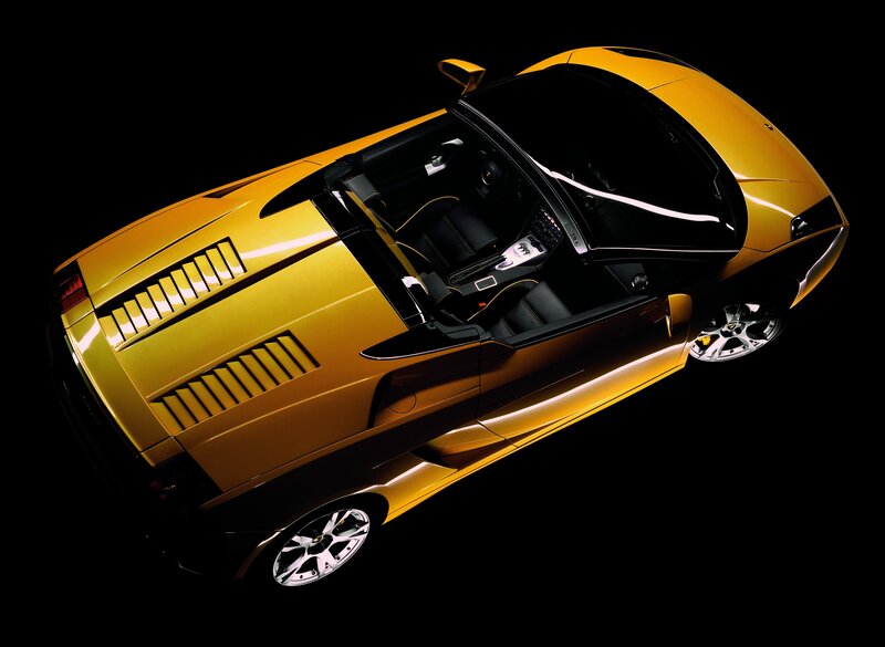yellow sports car from above