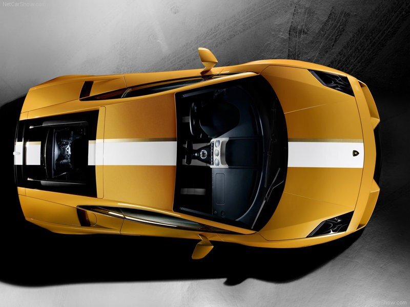 yellow sports car from above