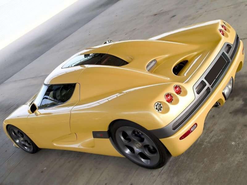 yellow sports car from above