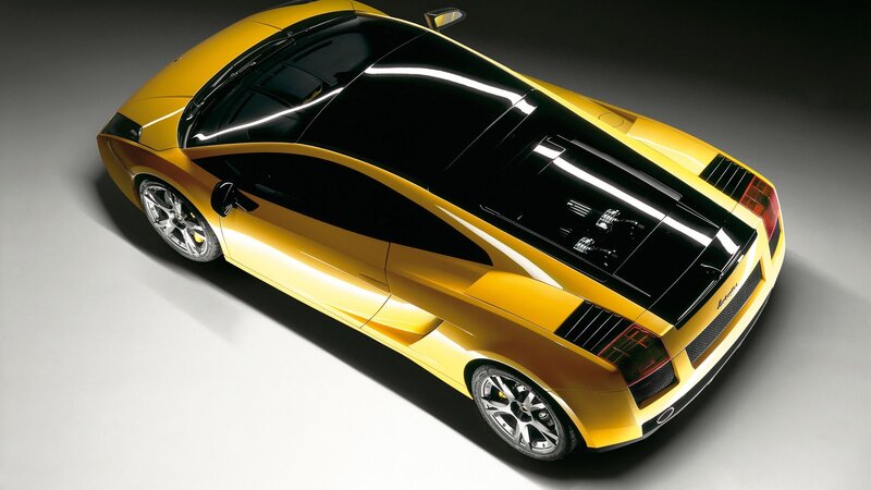 yellow sports car from above