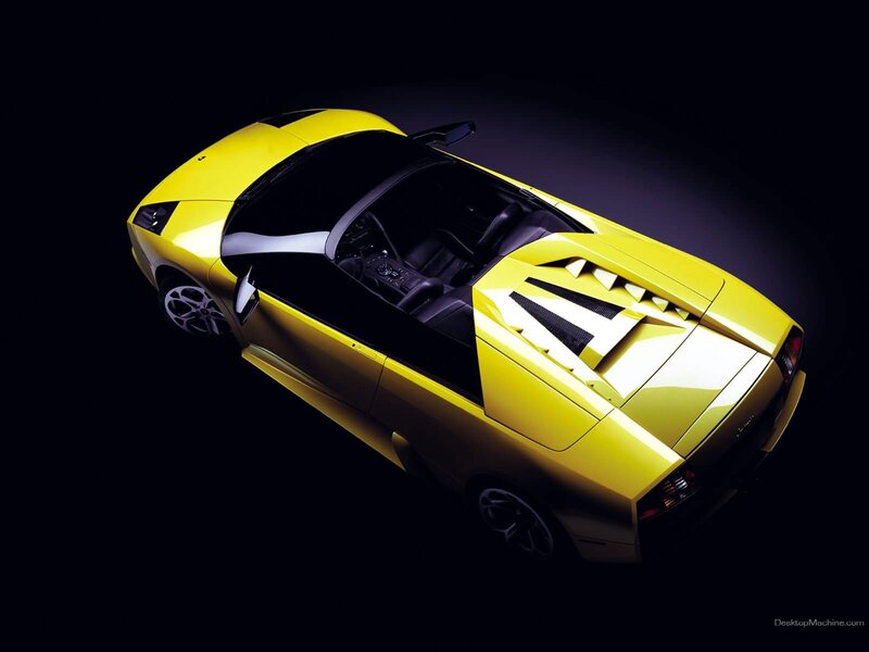 yellow sports car from above