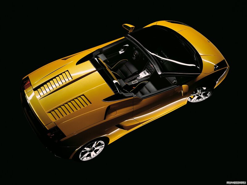 yellow sports car from above