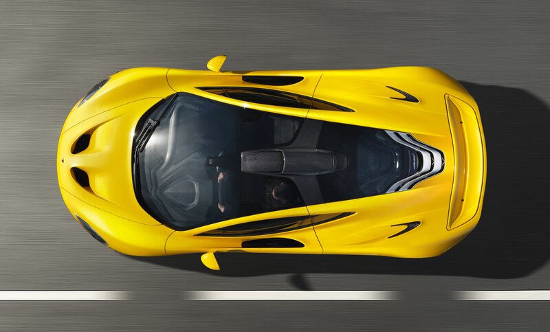 yellow sports car from above