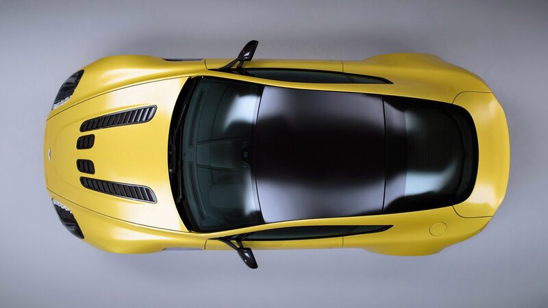 yellow sports car from above