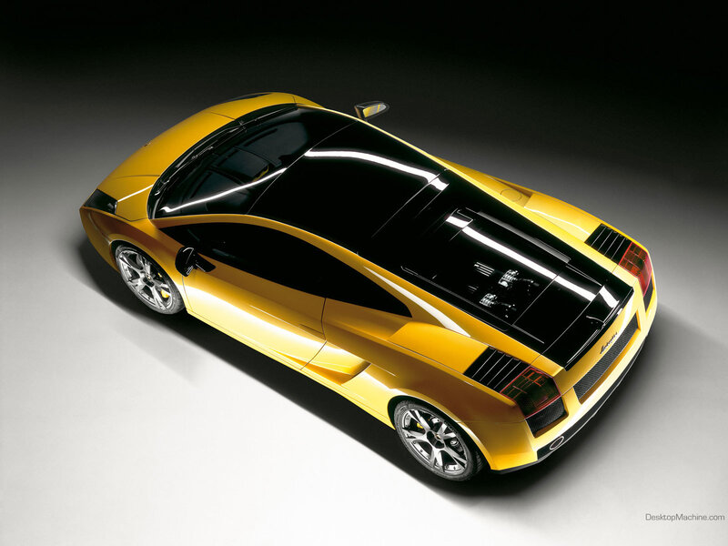 yellow sports car from above