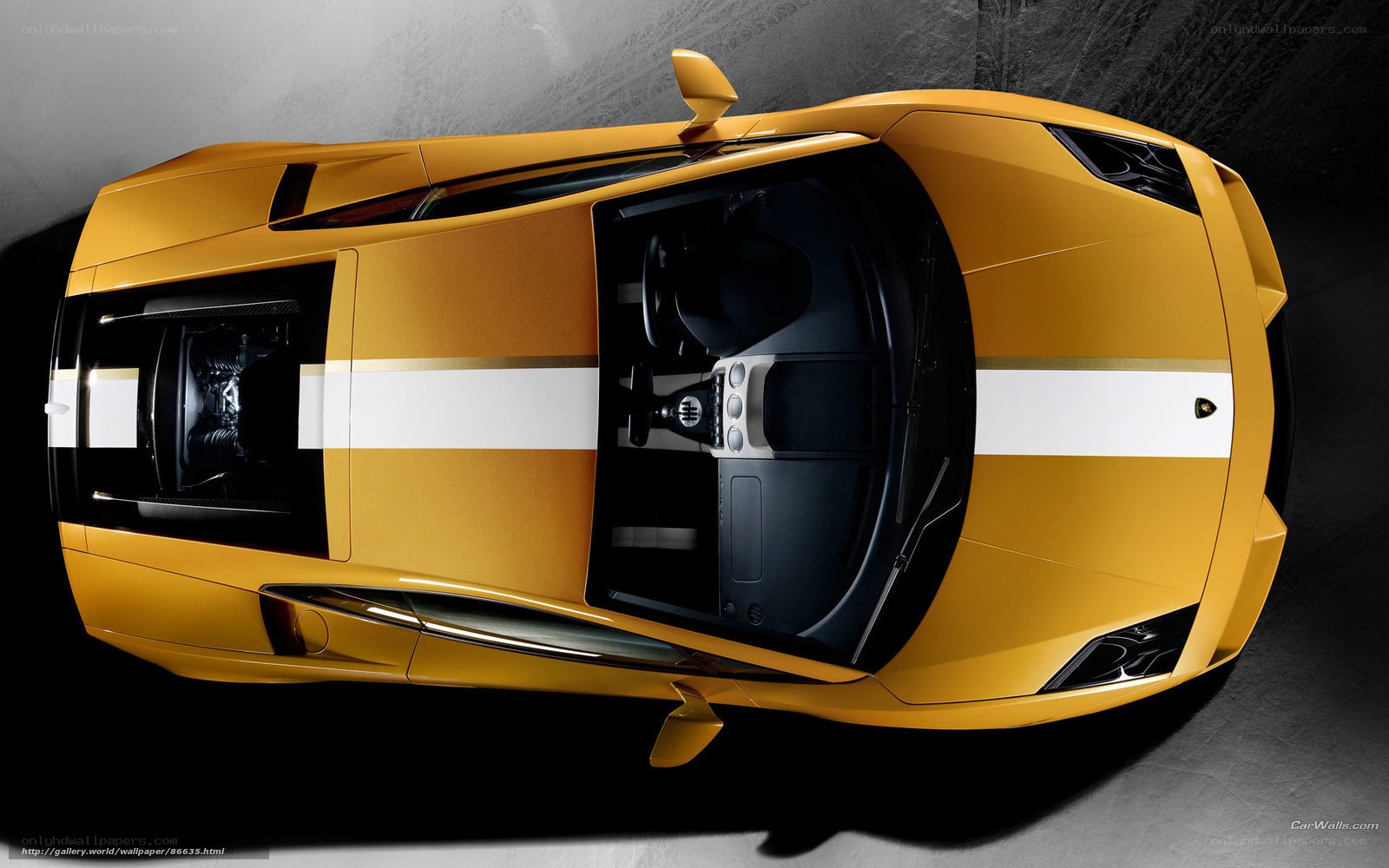 yellow sports car from above