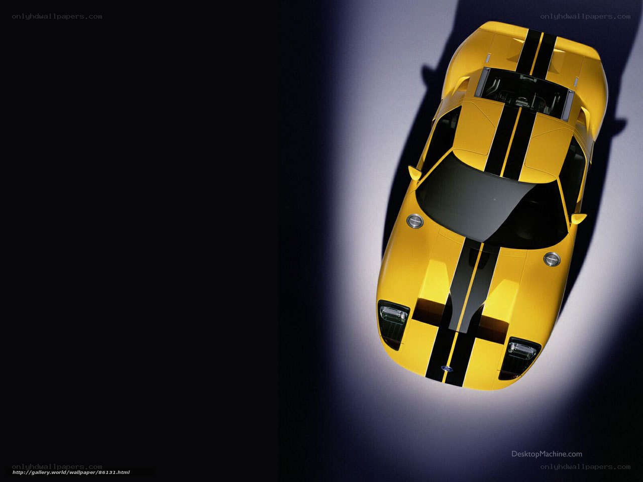 Yellow sports car from above