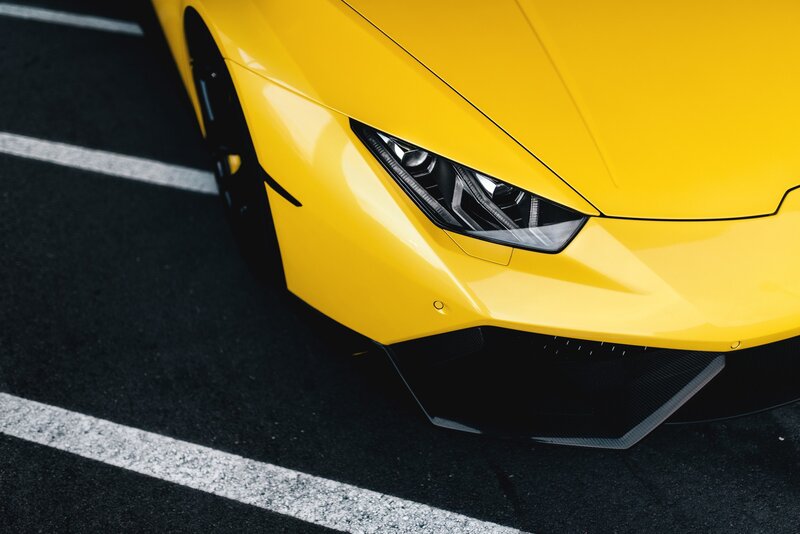 Yellow Sports Car Front — Dramatic, Photograph