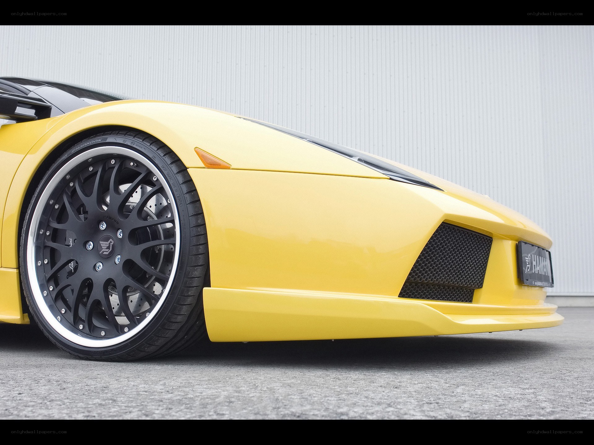 yellow sports car front view