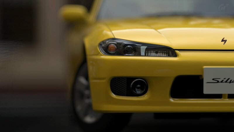 yellow sports car front view