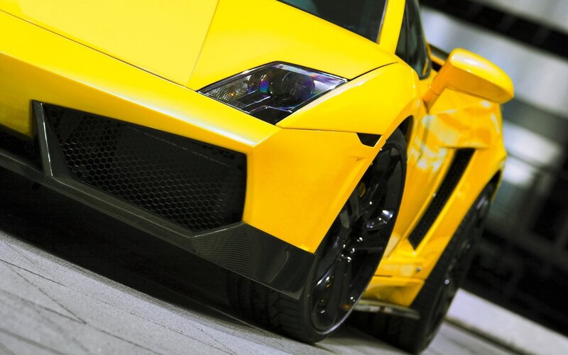 yellow sports car front view