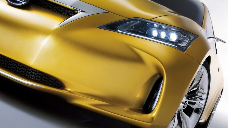 yellow sports car front view