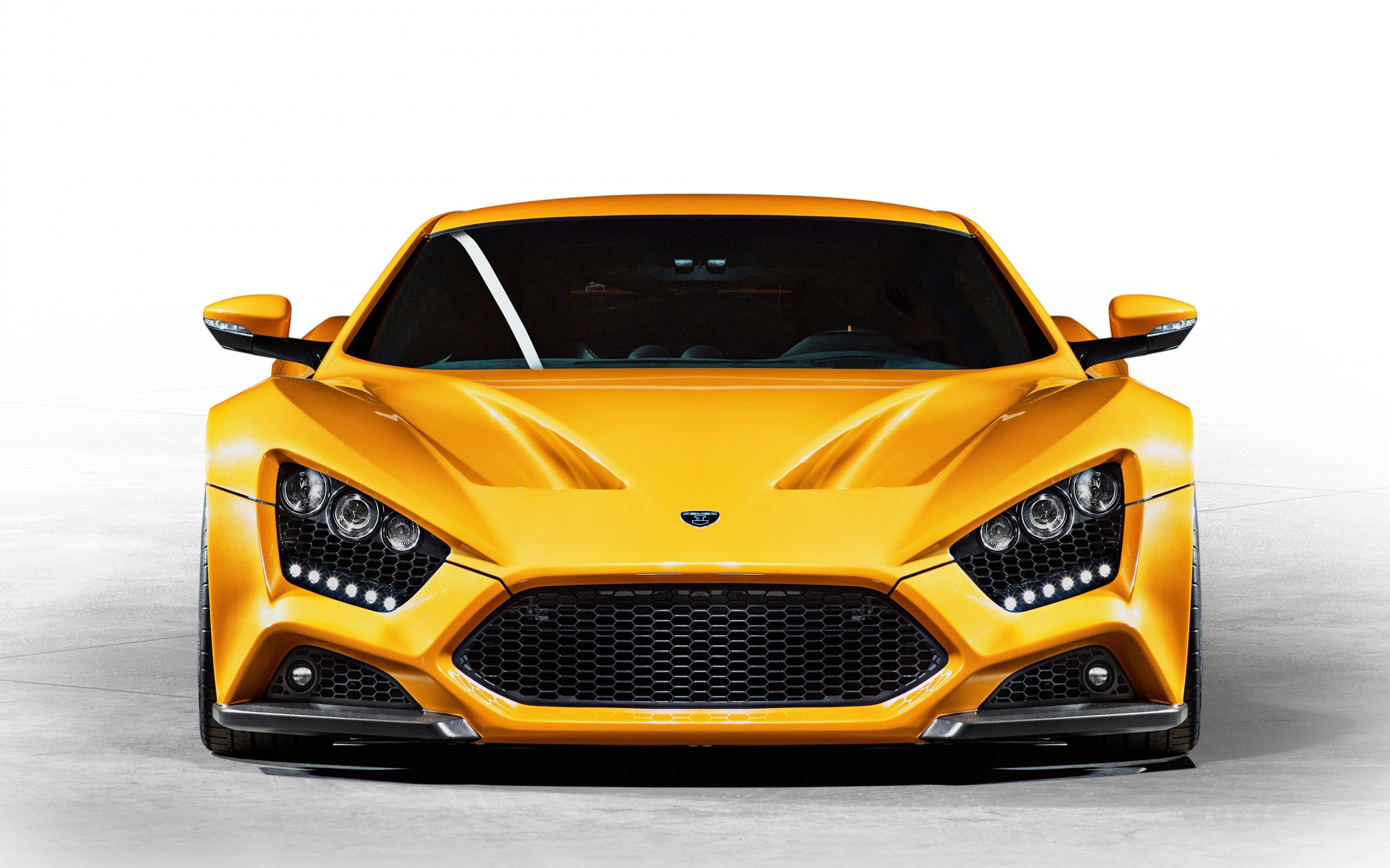 Yellow sports car front view