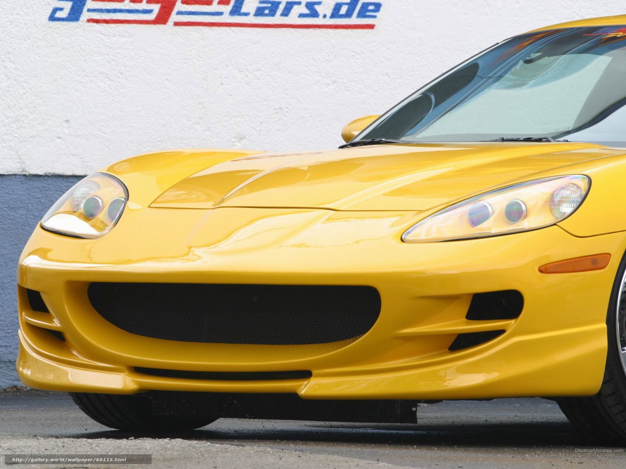 yellow sports car front view