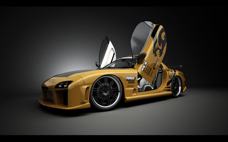 Yellow Sports Car — Gold, Dramatic, 3d Render
