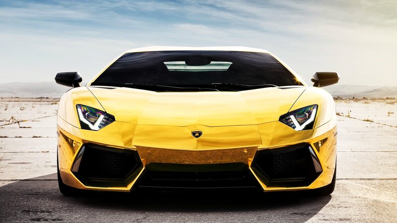 Yellow Sports Car — Gold, Dramatic, Afternoon