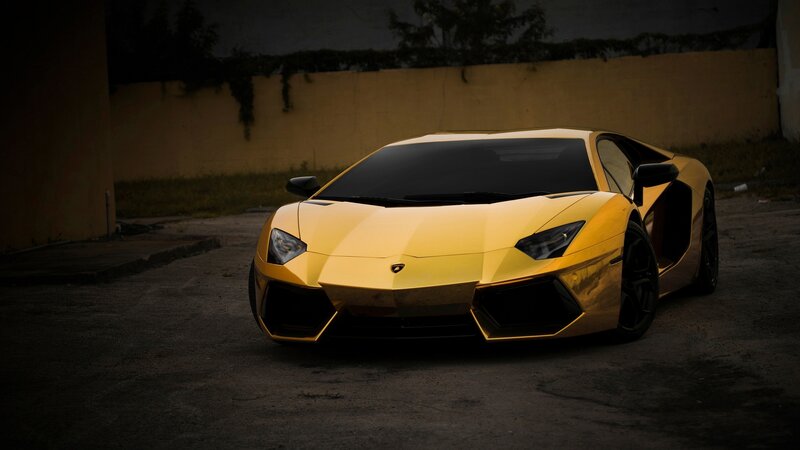Yellow Sports Car — Gold, Dramatic, Night