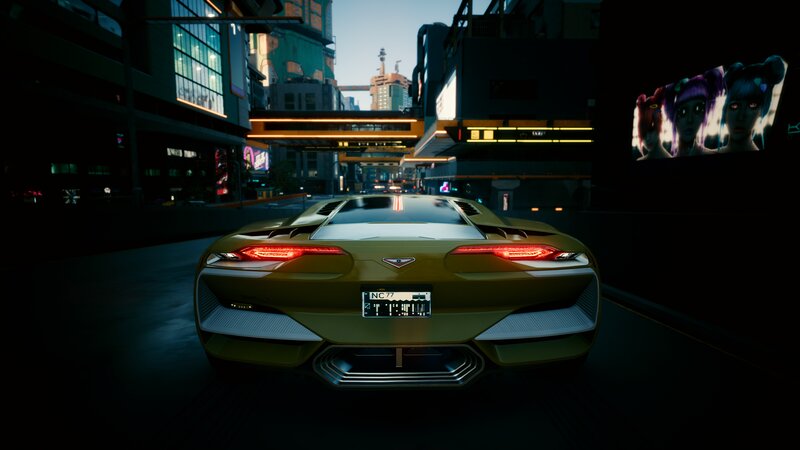 Yellow Sports Car — Green, Dark, Futuristic