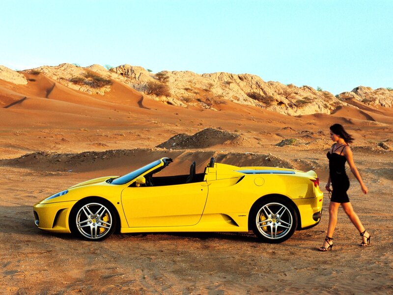 Yellow Sports Car in Desert — Dramatic