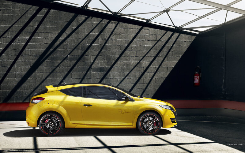 Yellow sports car in garage