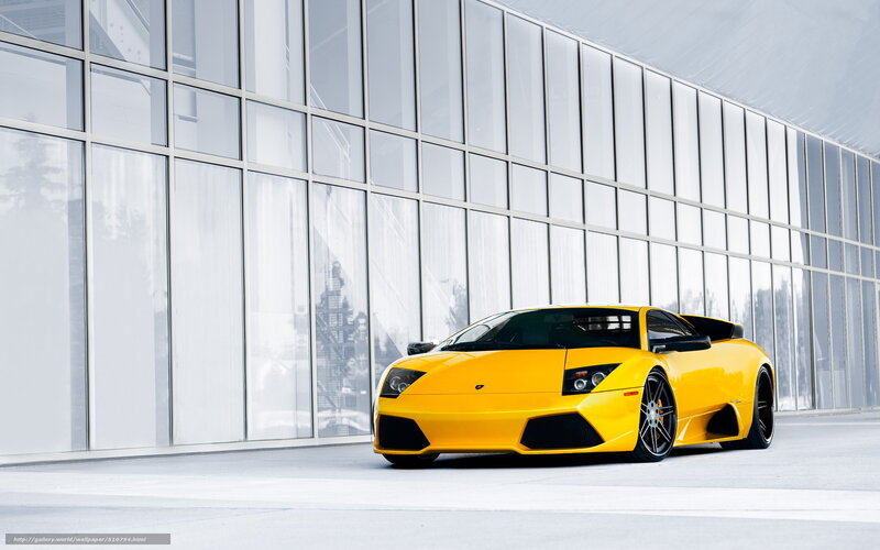 Yellow sports car in modern setting