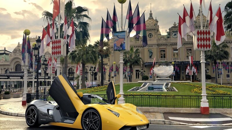 Yellow sports car in Monaco