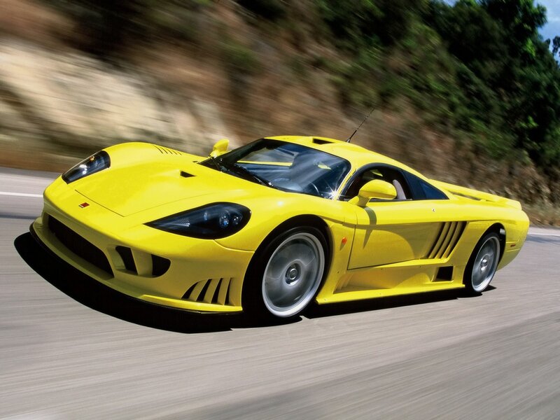 Yellow sports car in motion